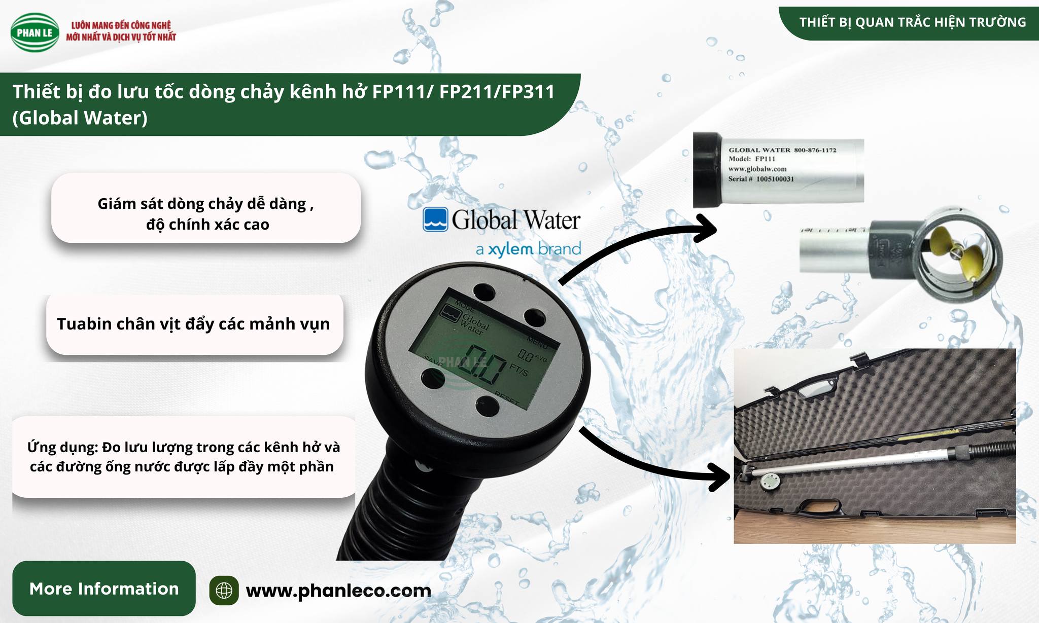 Thiết Bị Đo Lưu Tốc Dòng Chảy Global Water FP111/FP211/FP311 Chính Hãng